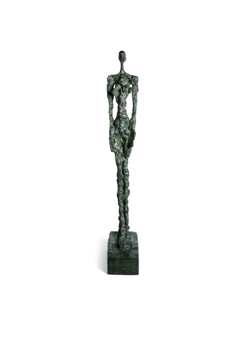 Alberto Giacometti. Femme de Venise IV (Woman of Venice IV), 1956. Bronze with dark brown and green patina and hand painted by the artist. 45 1/2 x 6 1/8 x 13 1/2 in (115.6 x 15.6 x 34.3 cm). Edition 2 of 6. Wexner Family Collection; Art © 2014 Alberto Giacometti Estate/Licensed by VAGA and ARS, New York, NY.